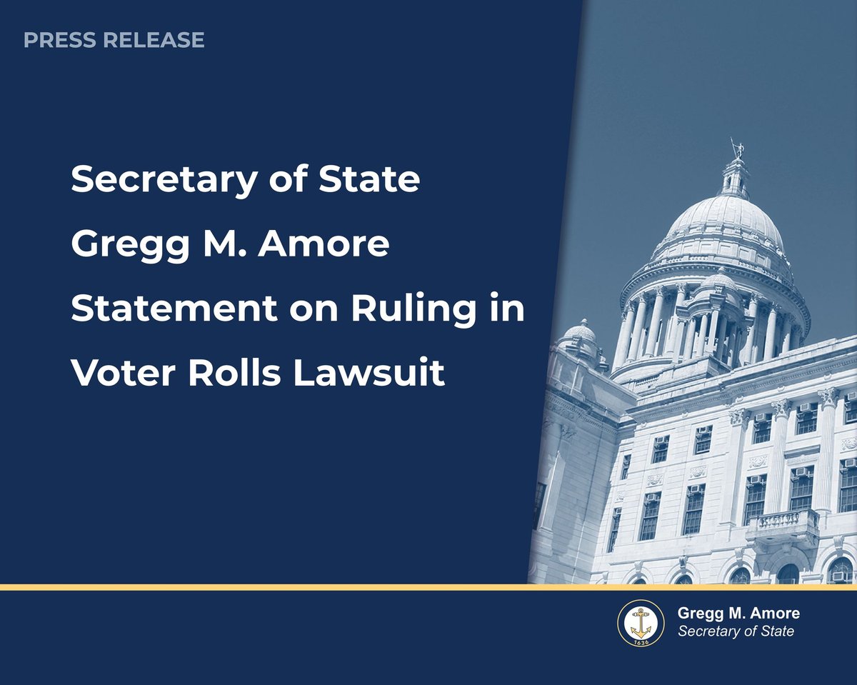 Secretary of State Gregg M. Amore Statement on Ruling in Voter Rolls Lawsuit