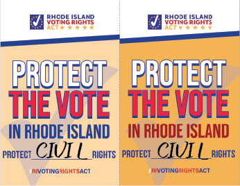 Protect the Vote in Rhode Island — Protect Civil Rights — #RIVotingRightsAct campaign graphic